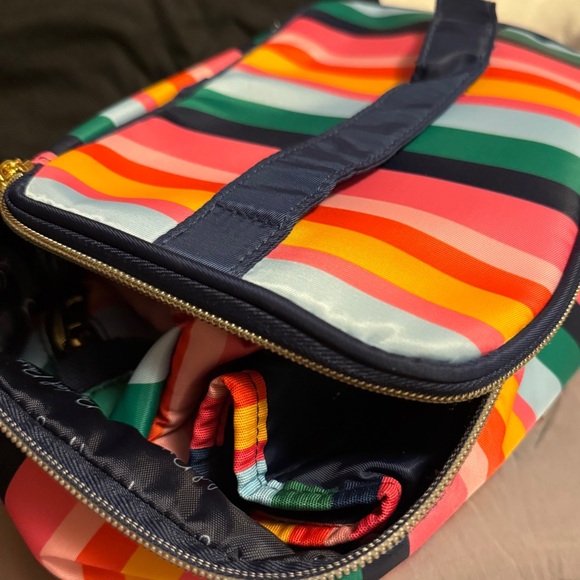 Striped Multicolor cosmetics Bag with one additional smaller bag things - Picture 1 of 5